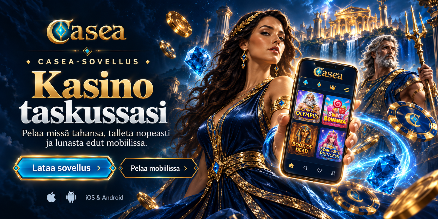 Casea app – pelaa suoraan mobiilissa ilman turhaa lataamista