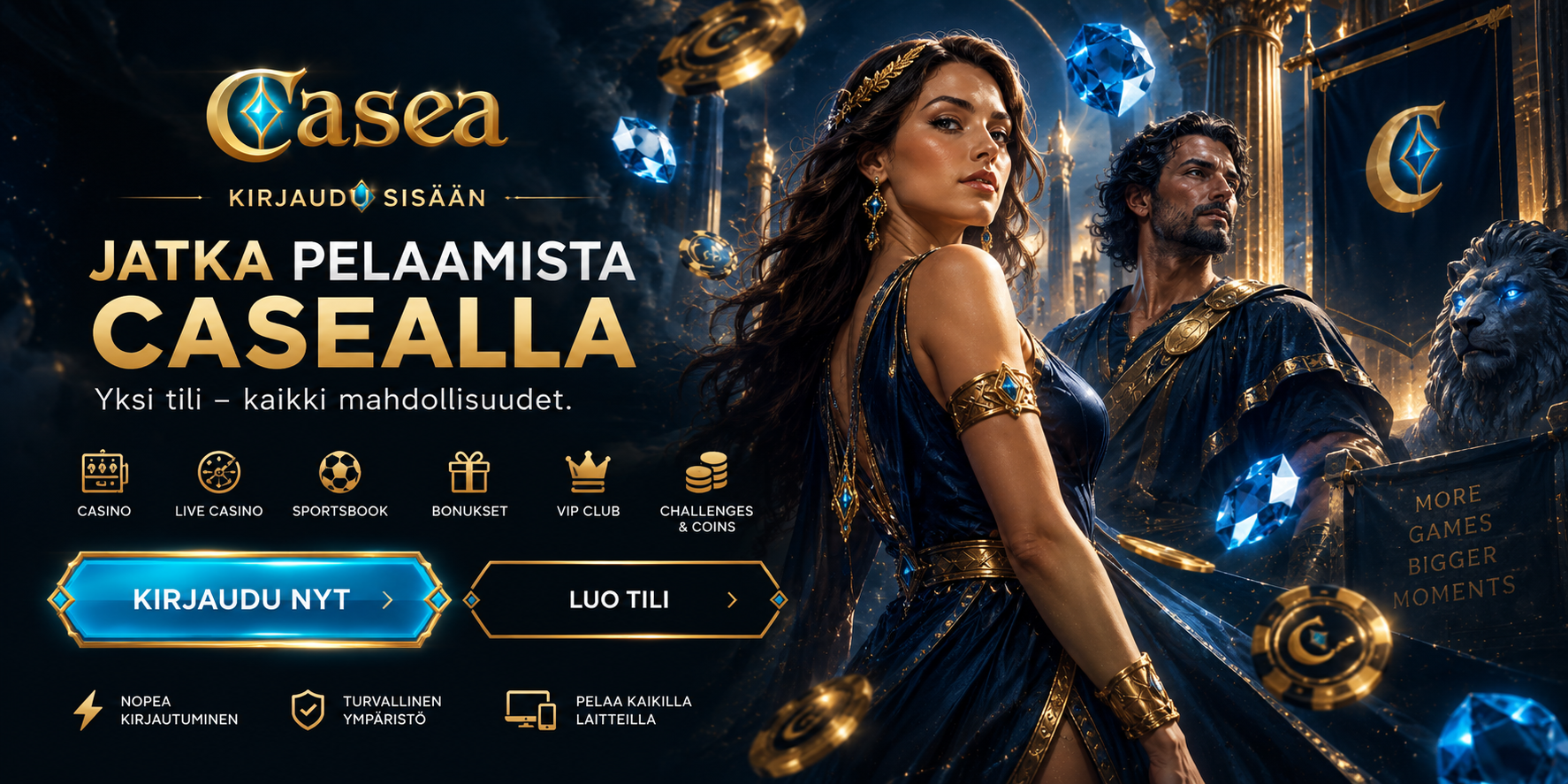 Casea login – kirjaudu sisään ja jatka suoraan peleihin